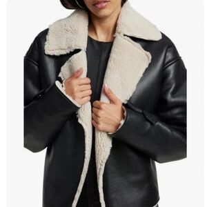 NEW NEVER WORN Good American faux leather and Sherpa jacket